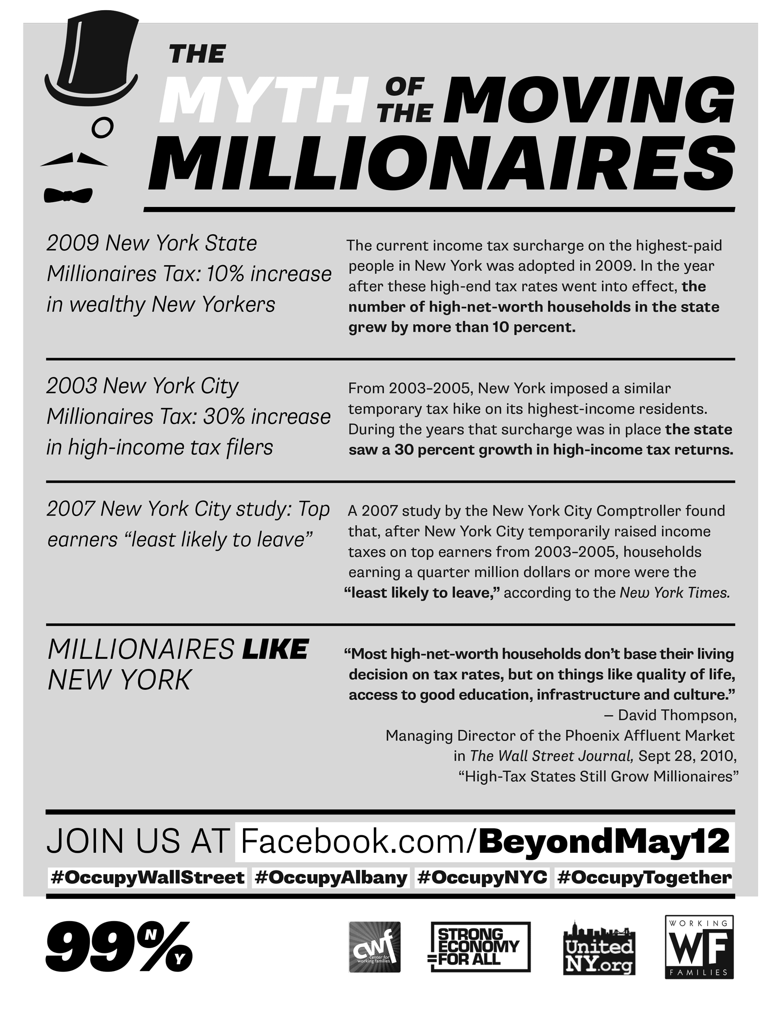 99% NY one-sheet titled The Myth of the Moving Millionaires