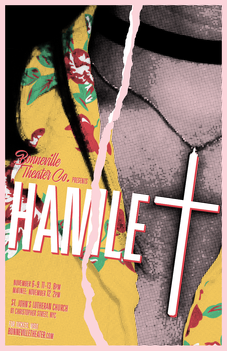 Stylized poster design for Bonneville Theater Co.'s production of Hamlet