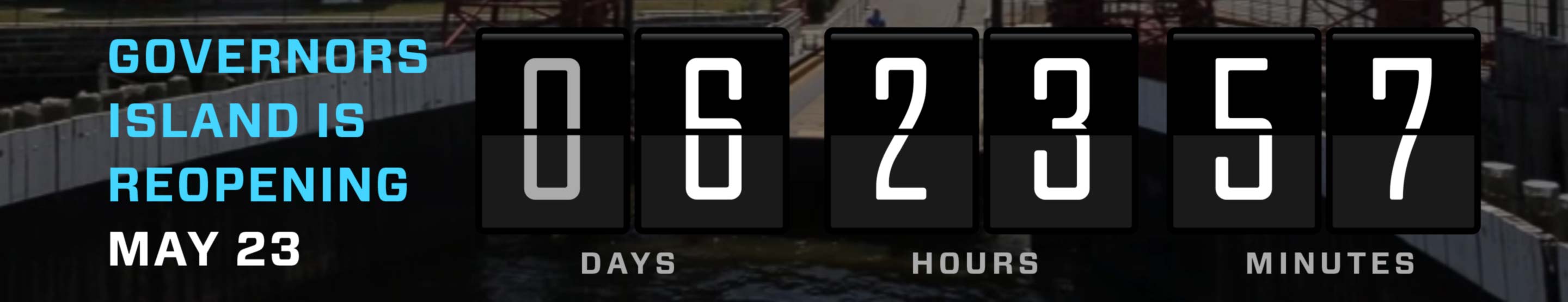 Component showing a stylized countdown to a seasonal reopening
