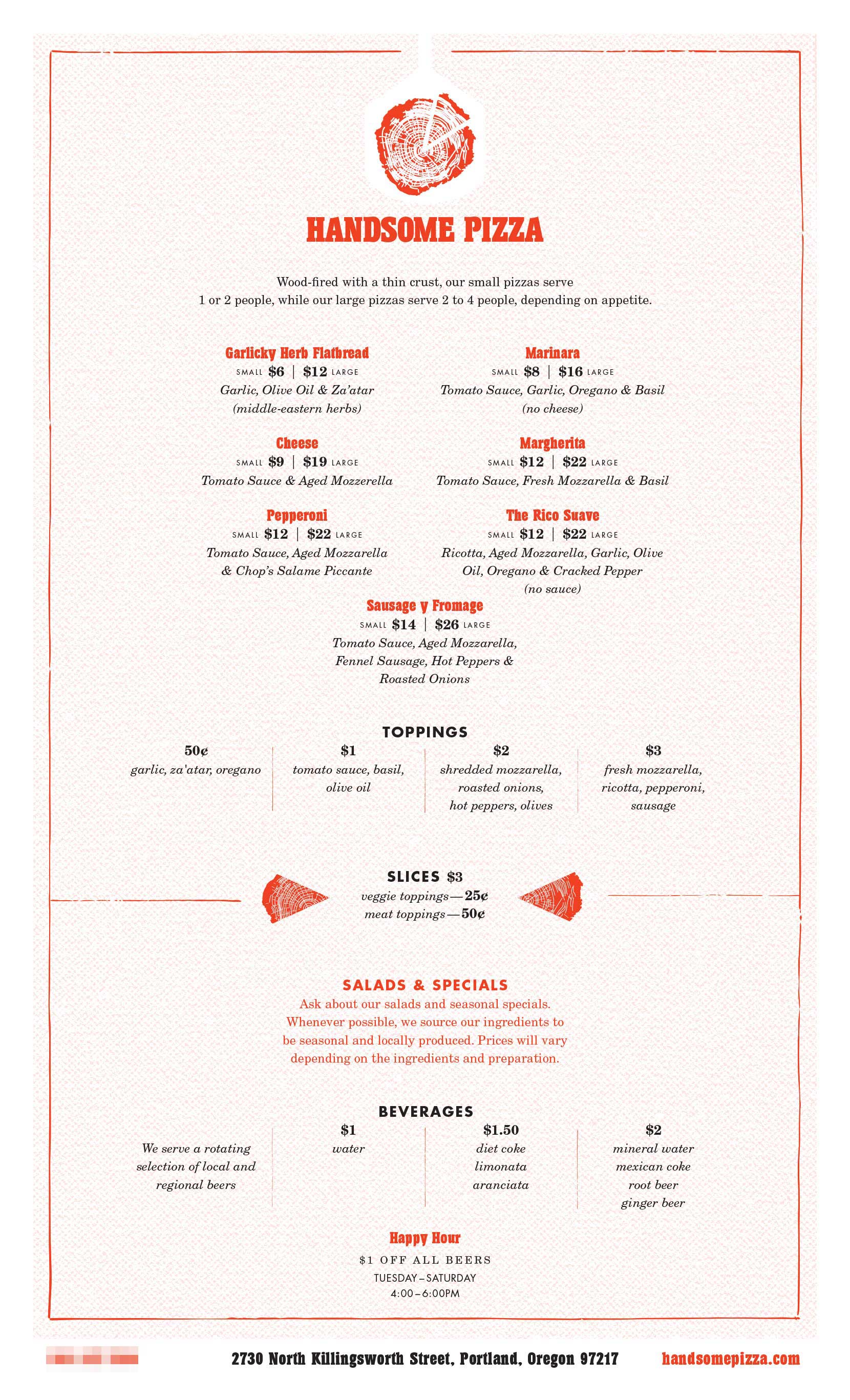 A full dine-in menu