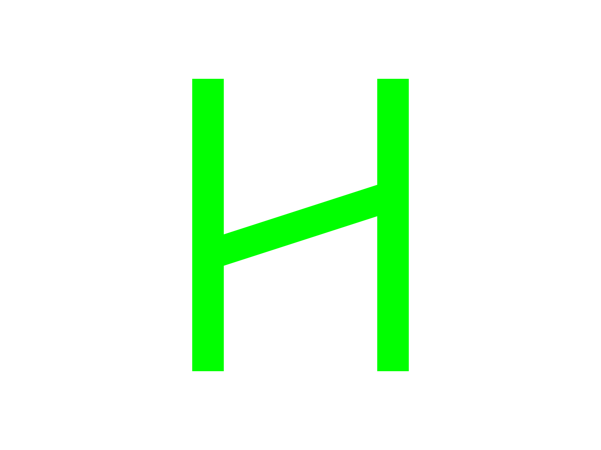 Animated Hederis H monogram showing growth of ivy leaves from the central bar of the H