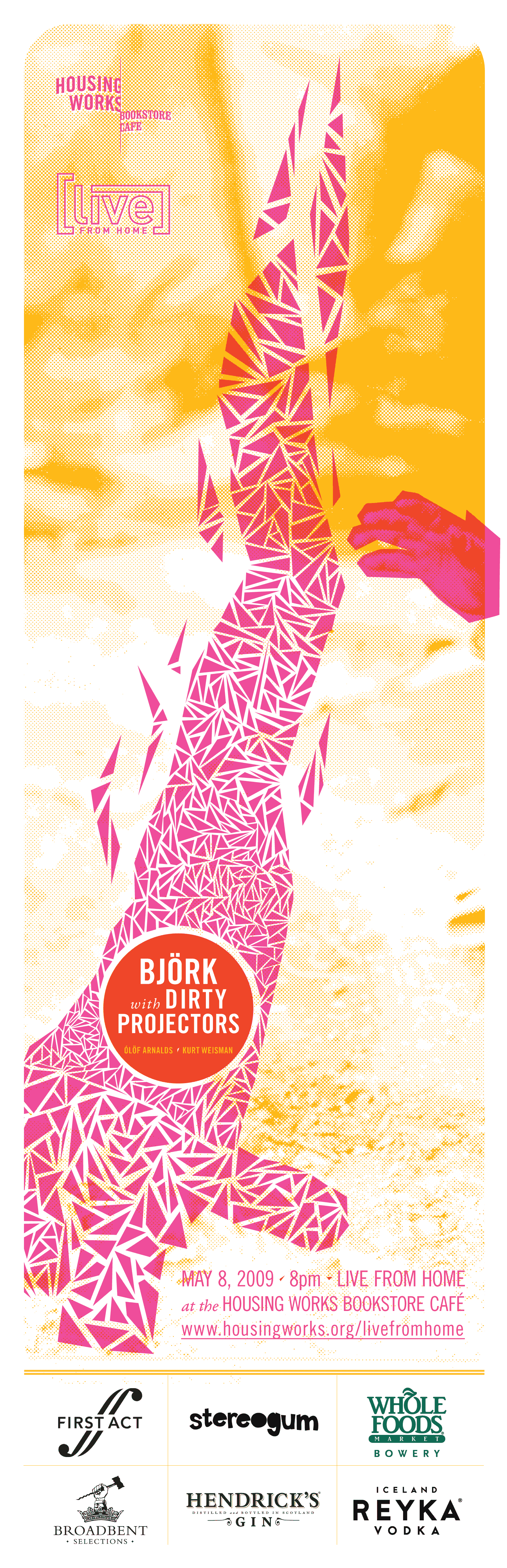 Poster image for Bjork and Dirty Projectors concert at the Housing Works Bookstore Cafe