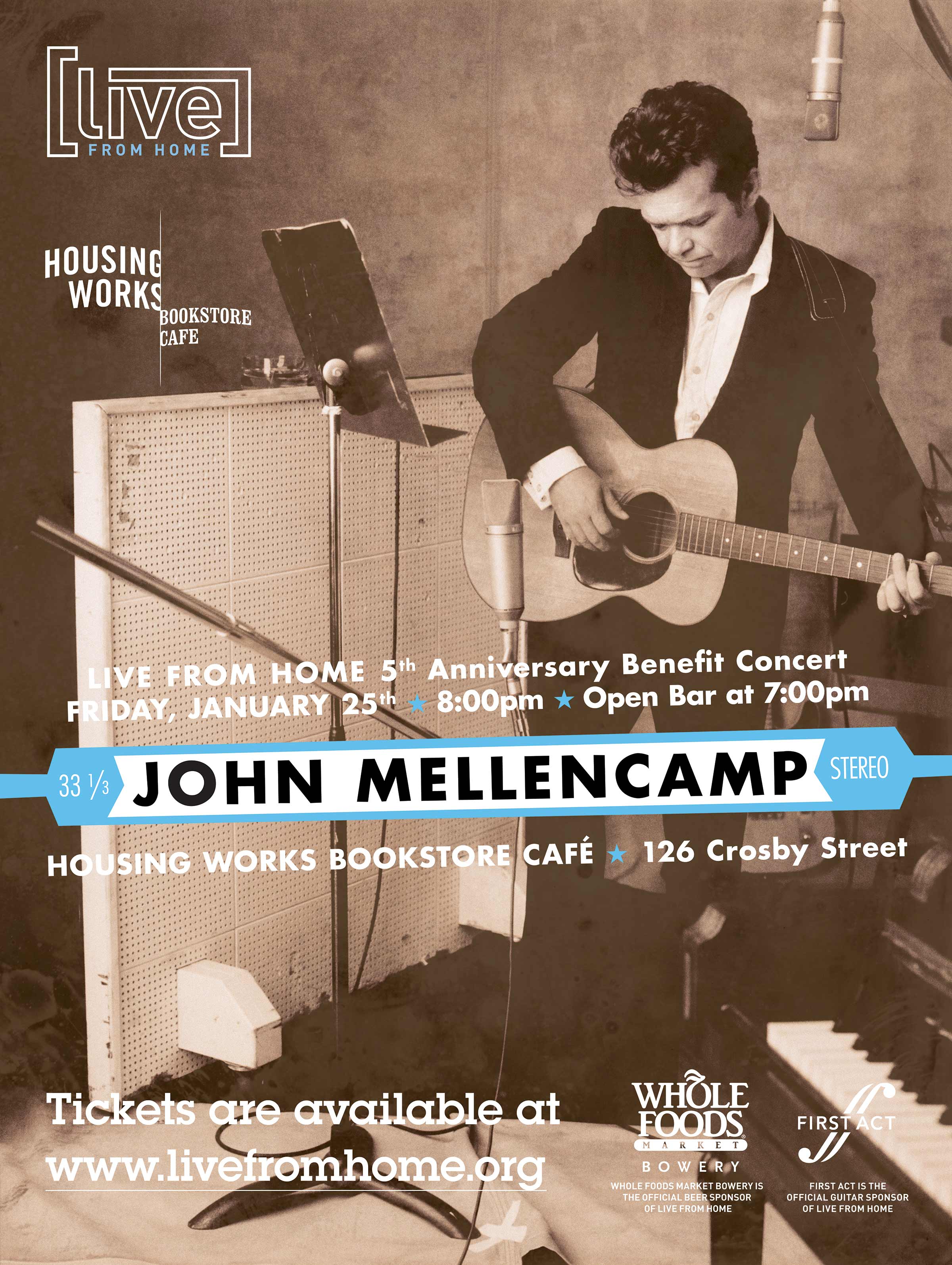Poster image for John Mellencamp concert at the Housing Works Bookstore Cafe