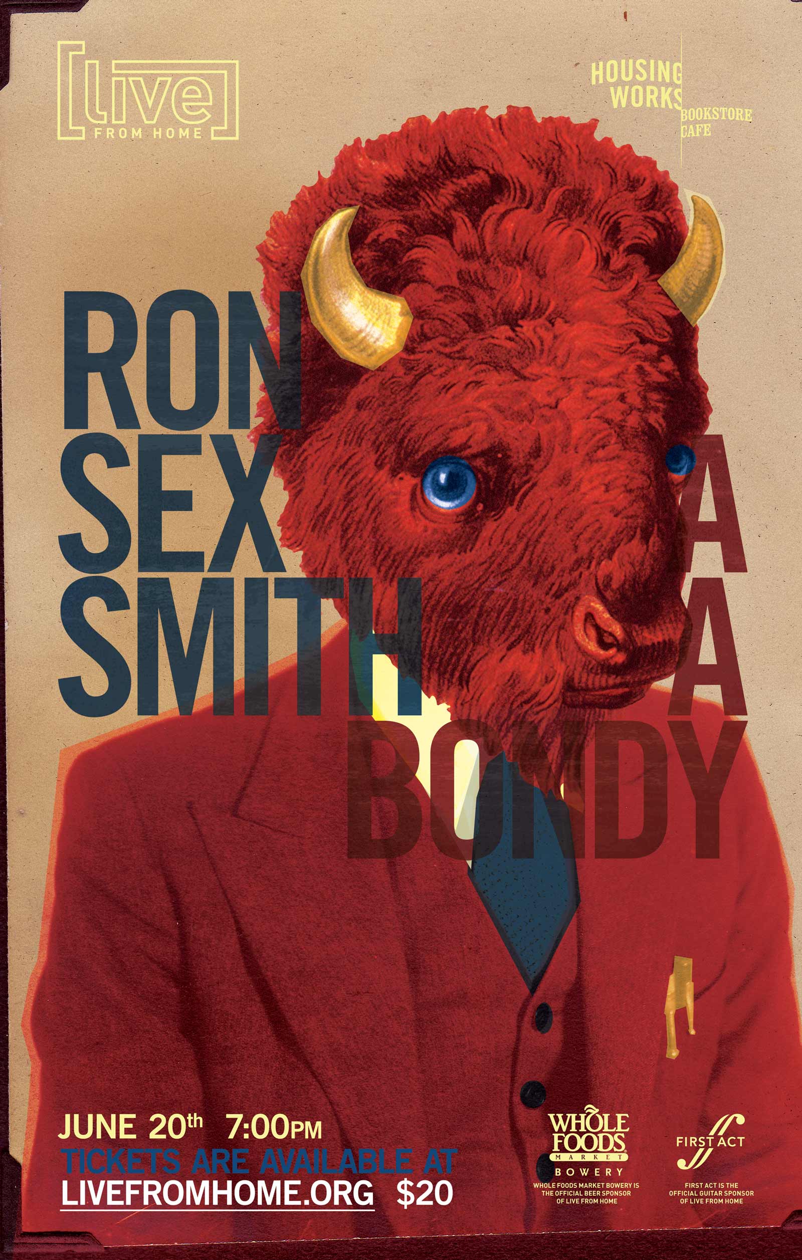 Poster image for Ron Sexsmith and AA Bondy concert at the Housing Works Bookstore Cafe