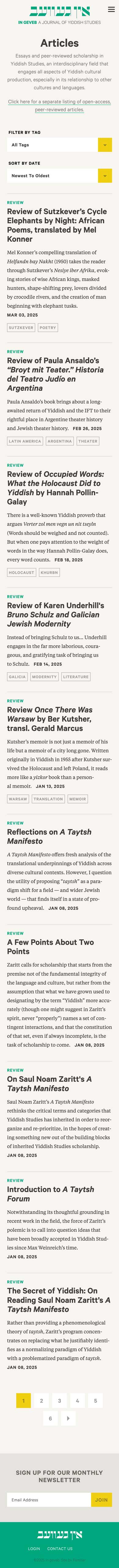 Mobile mockup of the In Geveb article overview page