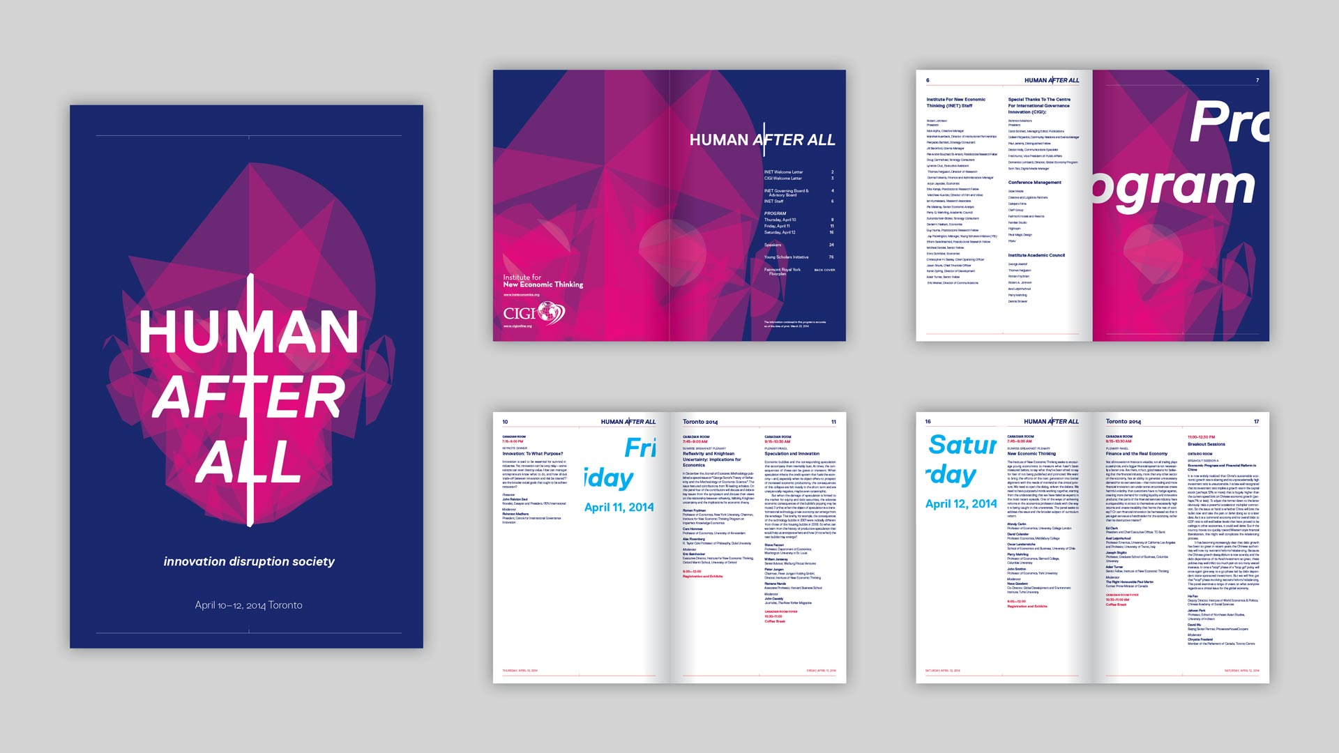 Cover and selected interior spreads from Human After All conference program