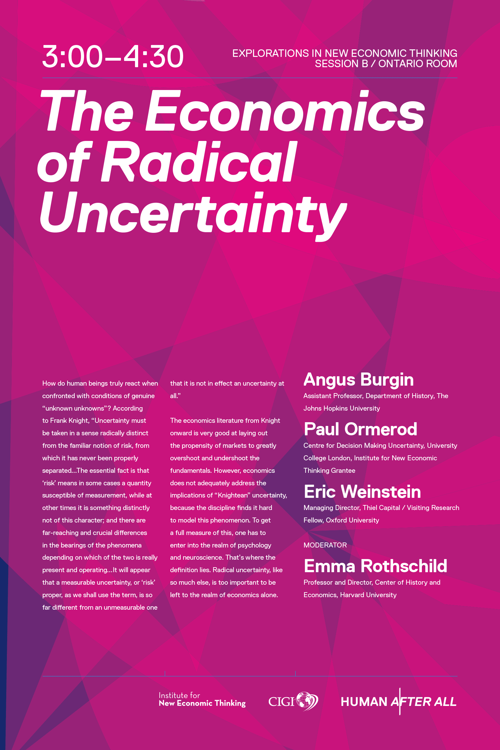 The Economics of Radical Uncertainty session poster for the Human After All conference