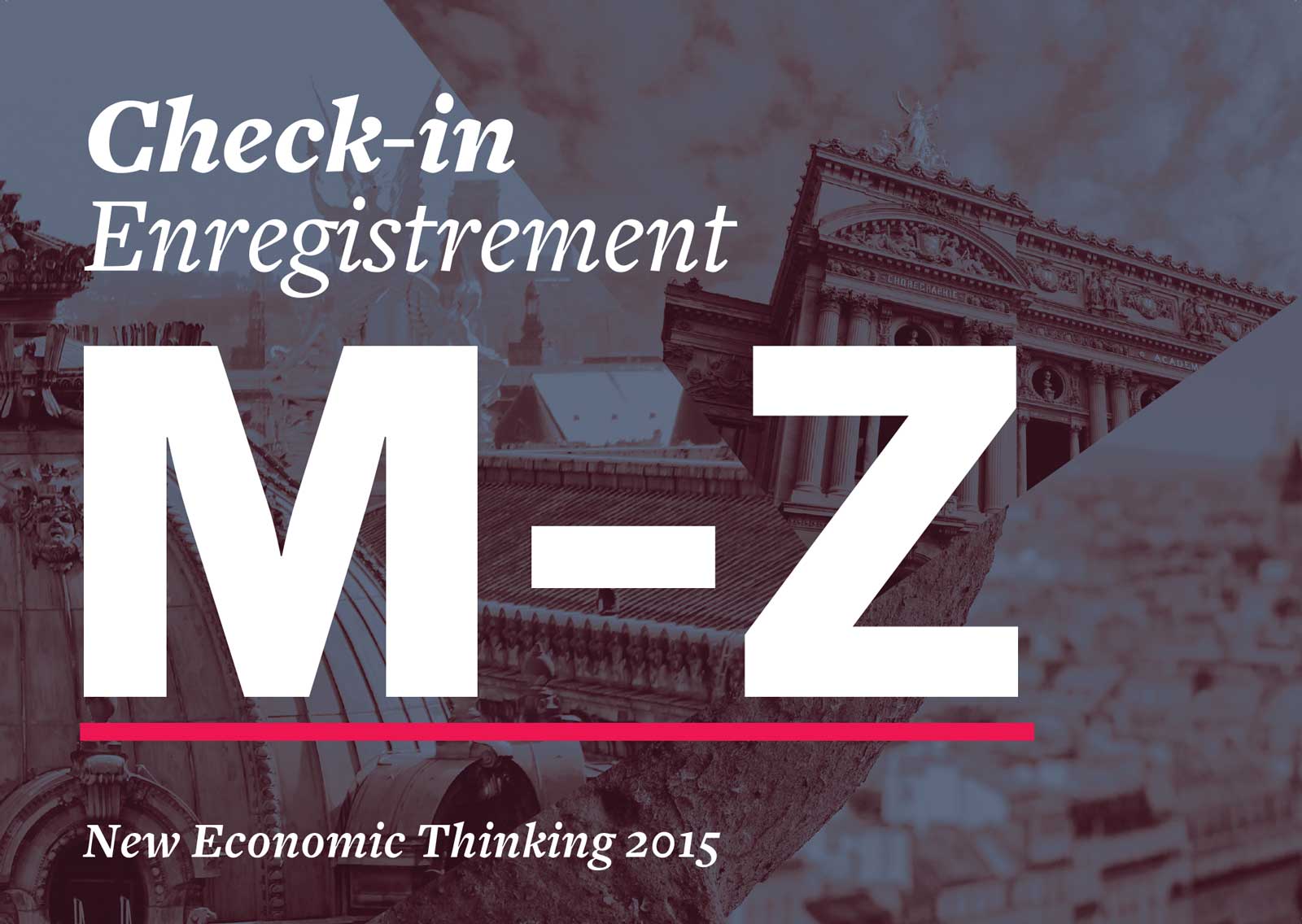 Mockup of check in sign for Liberté, egalité, fragilité conference