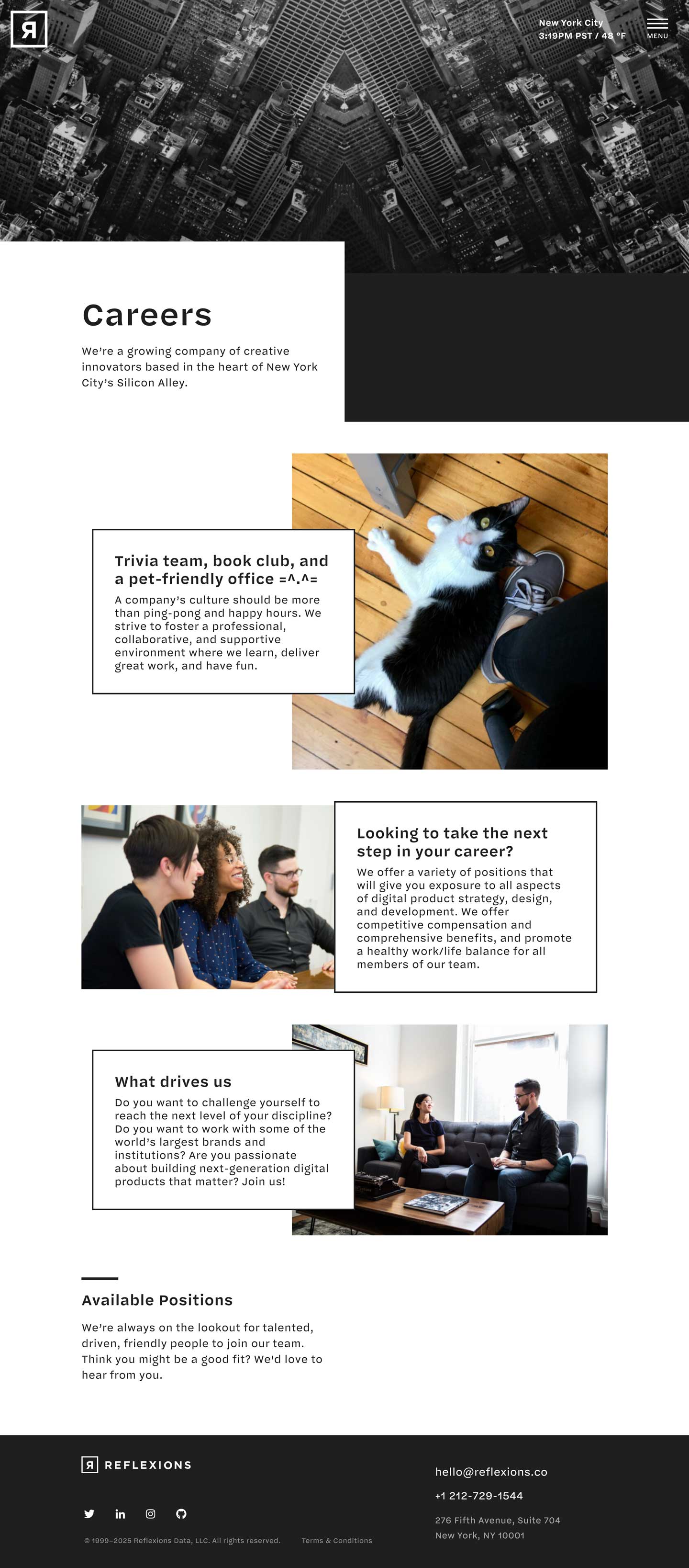 Desktop mockup of the Reflexions Careers page